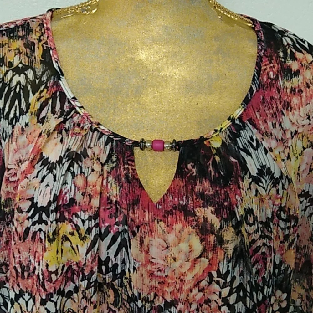 STUDIO WORKS FLORAL BOHO, BLOUSE TOP - Picture 2 of 6